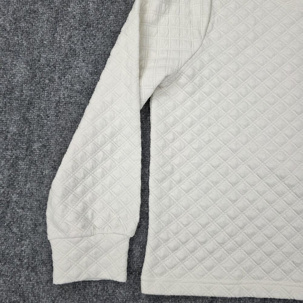 J Crew Sweater Womens Medium Ivory Quilted Pullover Long Sleeve Textured Casual - Picture 10 of 16